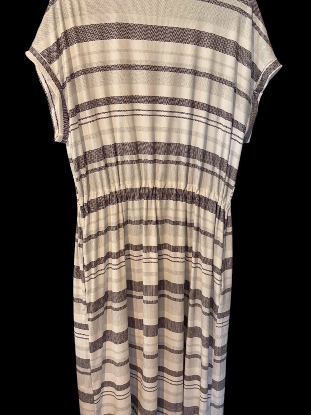 LuLaRoe Striped Button-Front Tunic Dress in Cream & Black - Picture 2 of 5